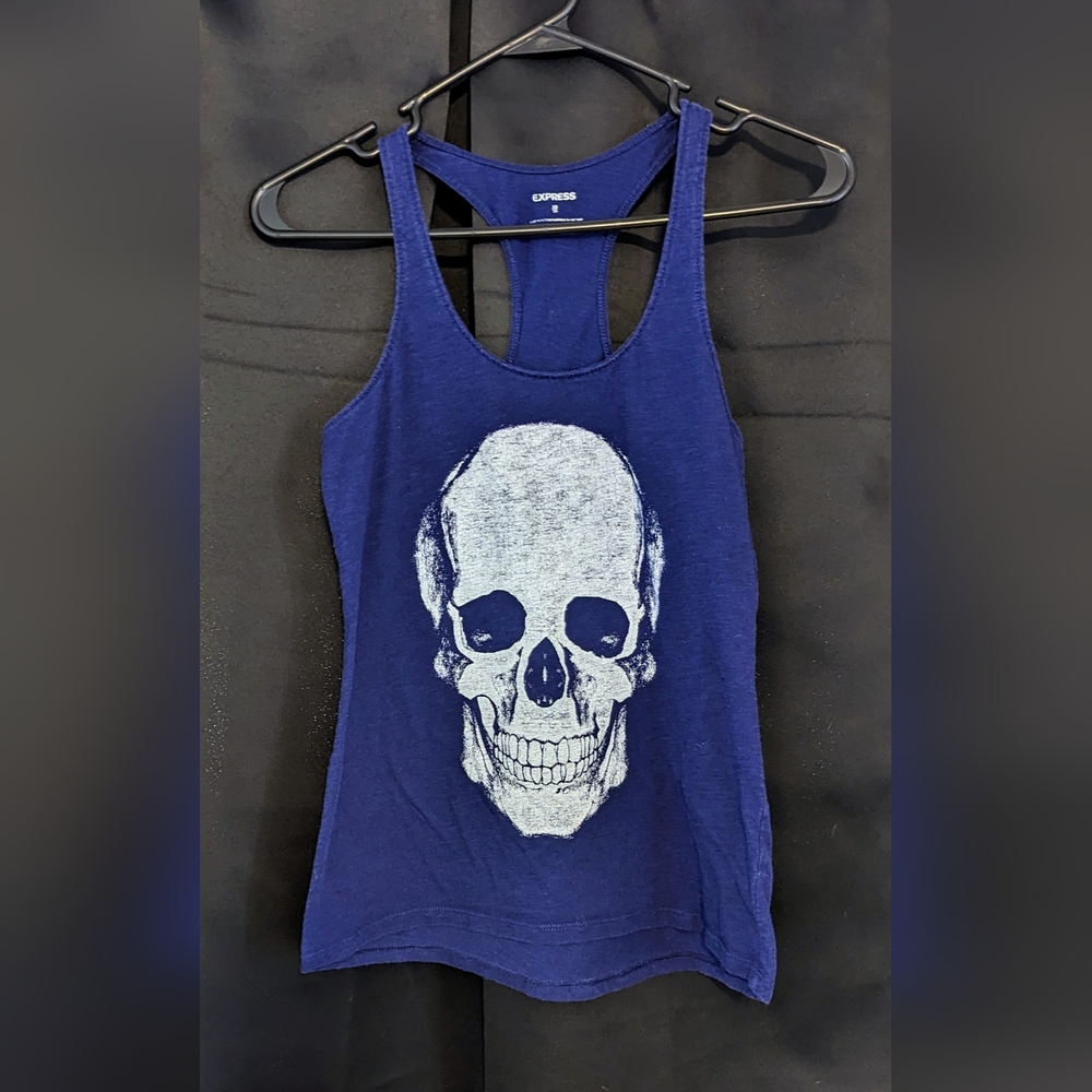Express Navy blue Skull tank